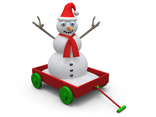 Image showing Snowman On Cart