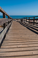 Image showing Wooden walkway on beach