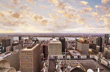 Image showing New York City - Manhattan skyline at winter sunset