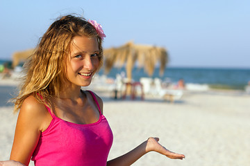 Image showing happy teen girl on the beach
