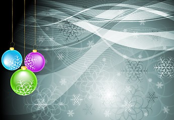 Image showing X-mas design with snowflakes and balls