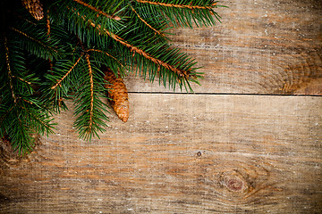 Image showing christmas fir tree with pinecones 