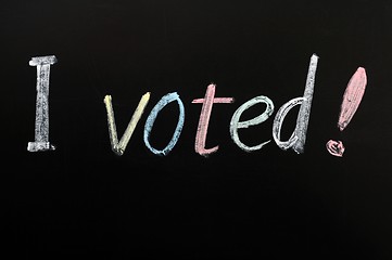 Image showing I voted - written on a blackboard