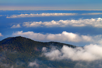 Image showing Hill and sea in clouds