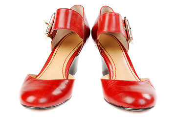 Image showing Fashionable women's red shoes