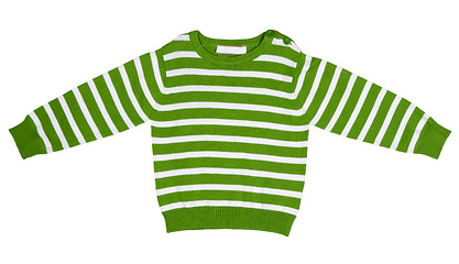 Image showing Green striped sweater for children