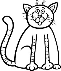 Image showing happy cat cartoon for coloring book