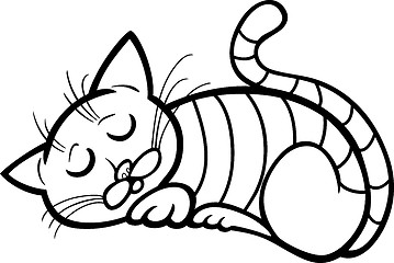 Image showing sleeping cat cartoon for coloring