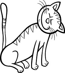 Image showing happy cat cartoon for coloring book