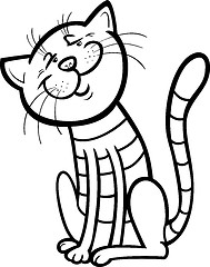 Image showing happy cat cartoon for coloring book