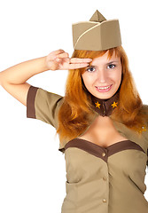 Image showing beautiful woman in military uniform