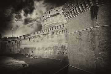 Image showing Castel Santangelo at autumn sunset, beautiful side view - Rome