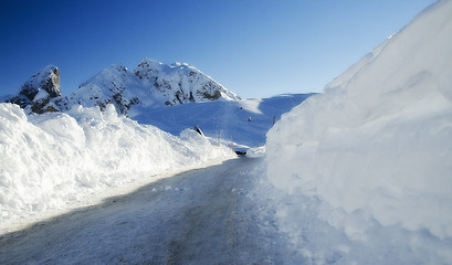 Image showing Snowy Landscape of Dolomites Mountains during Winter