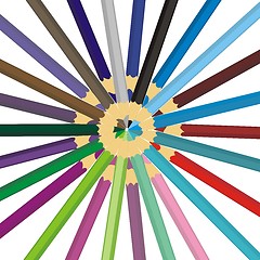 Image showing coloured pencils in circle