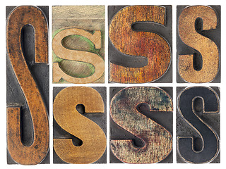 Image showing letter S in wood type blocks