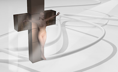 Image showing Woman  crucified