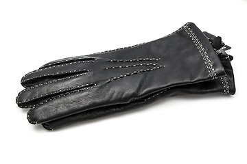 Image showing Black leather gloves