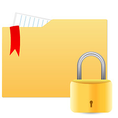 Image showing Security concept with file folder and padlock 