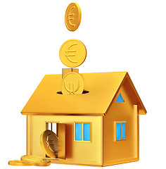 Image showing falling down euro coins to the money box