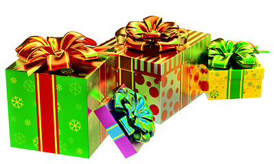 Image showing set of gifts with bows