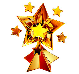 Image showing set of seven shiny gold stars in motion