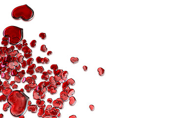 Image showing Set of red glass hearts