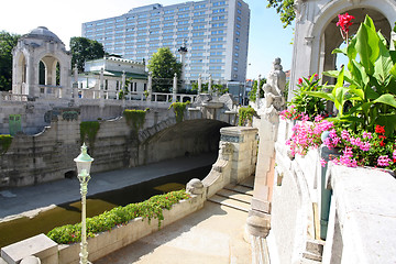 Image showing Entrance to the famous subway station Stadtpark in Vienna, Austr