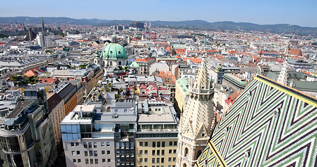 Image showing Panorama of Vienna, aerial view from Stephansdom cathedral, Vien
