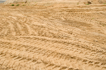 Image showing truck car tracks near sand pit construction 