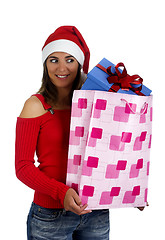 Image showing Santa Girl with gifts