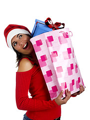 Image showing Santa Girl with gifts
