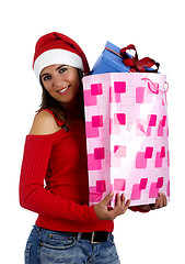 Image showing Santa Girl with gifts