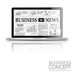 Image showing Concept - Digital News. Laptop with Business News