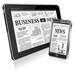 Image showing Concept - Digital News. Tablet PC and Smartphone with Business N