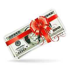 Image showing Dollar Bills with Ribbon and Bow