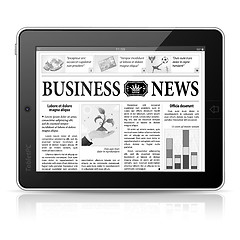 Image showing Concept - Digital News. Tablet PC with Business News on Screen