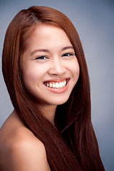 Image showing natural beautiful asian girl smiling portrait