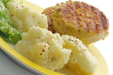 Image showing Mashed Potato and Meat Rissoles