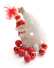 Image showing Snowman and Baubles