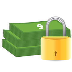 Image showing Money and padlock. Safety concept. 