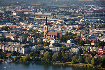 Image showing View on Pfarre St. Leopold – Donaufeld, Vienna from Donauturm 