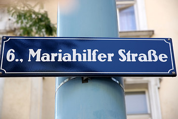 Image showing Street Sign at Mariahilferstrase in Vienna, Austria