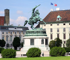 Image showing Monument Archduke Charles (Erzherzog Karl) on Heldenplatz in Vie