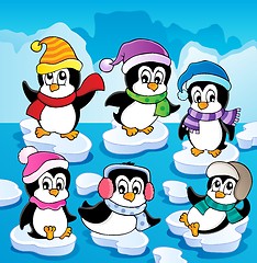 Image showing Winter theme with penguins 2
