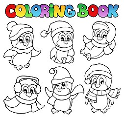 Image showing Coloring book cute penguins 3