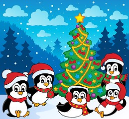 Image showing Winter theme with penguins 3