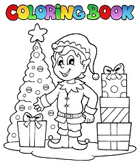 Image showing Coloring book Christmas elf theme 1