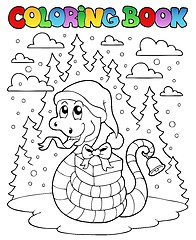 Image showing Coloring book Christmas snake 1