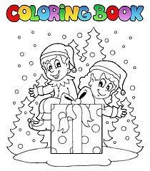 Image showing Coloring book Christmas elf theme 2