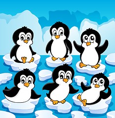 Image showing Winter theme with penguins 1